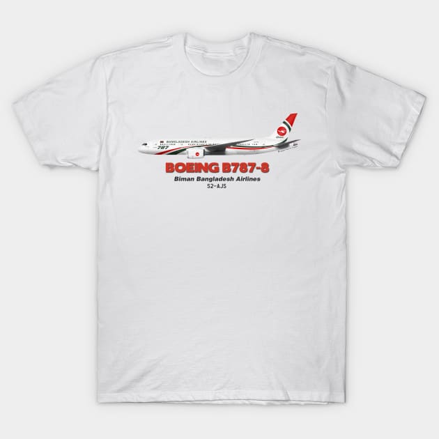 Boeing B787-8 - Biman Bangladesh Airlines T-Shirt by TheArtofFlying